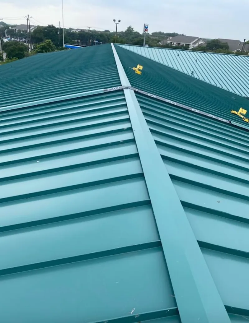 Green commercial metal roof ridge and valley for Metal Roof Repair in Newtown